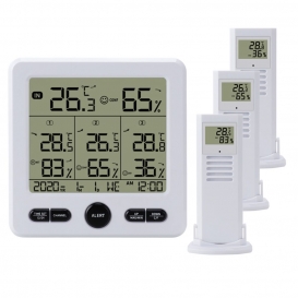 More about Digitales kabelloses Indoor-Outdoor-Thermohygrometer mit 3 Fernsensoren 30 m Hintergrundbeleuchtung und Alarmkalibrierungsfunkti