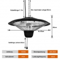 UISEBRT 1500W Deckenheizstrahler Terrassenstrahler Heizstrahler Infrarotstrahler Halogenröhrenheizung Zugschalter