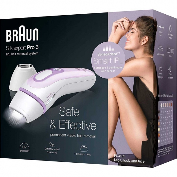 Braun Silk-Expert Pro 3 PL3132 IPL-Haarentfernungsger‰t wei?/lila