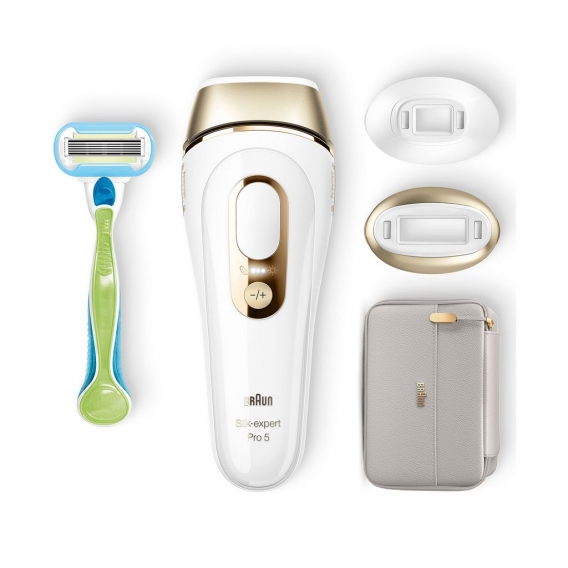 Braun Silk-expert Pro 5 IPL PL5154, Haarentferner ,weiß/gold, inkl. Tasche + Venus Extra Smooth