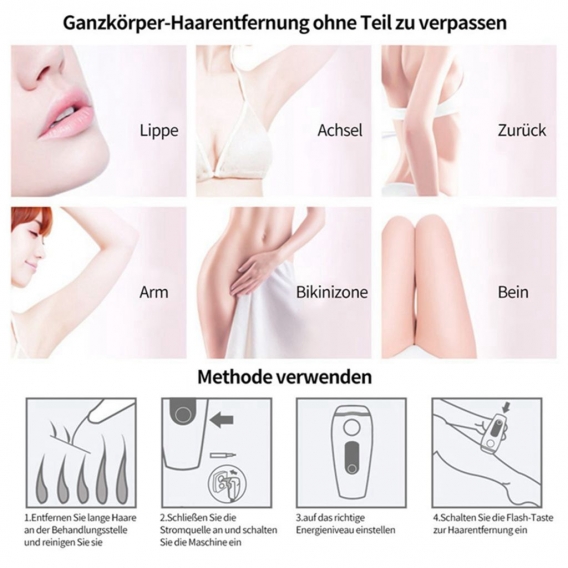 Laser Haarentferner Mit Hautsensor, IPL Laser Haarentfernung Gerät Für Frauen Männer, Bikini, Beine, Achsel, Arm, Haarkörper und