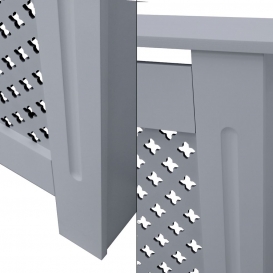 More about ECD Germany Heizkörperverkleidung mit Wabenmuster, 78x19x82 cm, Grau, aus MDF lackiert, für Schlafzimmer Wohnzimmer - Heizungsve