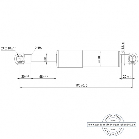 Gasdruckfeder Ersatz LIFT-O-MAT 450N -NV Gasdruckdämpfer Kesseböhmer mit Aufnahme aus Metall Schwarz