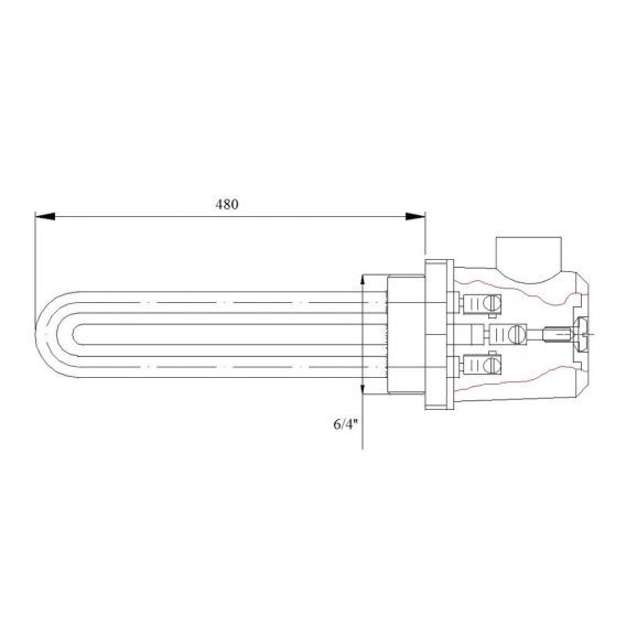 Heizstab 8 KW 400 V 6/4" mit Abdeckung Heizelement Heizpatrone