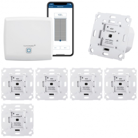 Homematic IP Rolladensteuerung für 6 Rolladen. Smart Home Set mit App zur Automatisierung der Rolläden. Ideal zur Nachrüstung. A