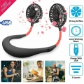 Miixia Halsband Doppelventilator Tragbarer Hängend Ventilator Mini USB Hanging Neck Fan