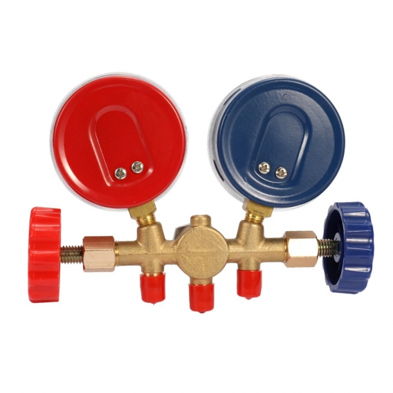 Kaeltemittel-Manifold-Messgeraet Set Klimaanlage Werkzeuge mit Schlauch und Haken fuer R12 R22 R404A R134A