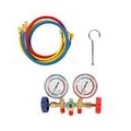 Kaeltemittel-Manifold-Messgeraet Set Klimaanlage Werkzeuge mit Schlauch und Haken fuer R12 R22 R404A R134A