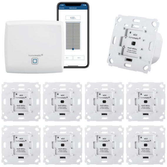 Homematic IP Rolladensteuerung für 11 Rolladen. Smart Home Set mit App zur Automatisierung der Rolläden. Ideal zur Nachrüstung. 