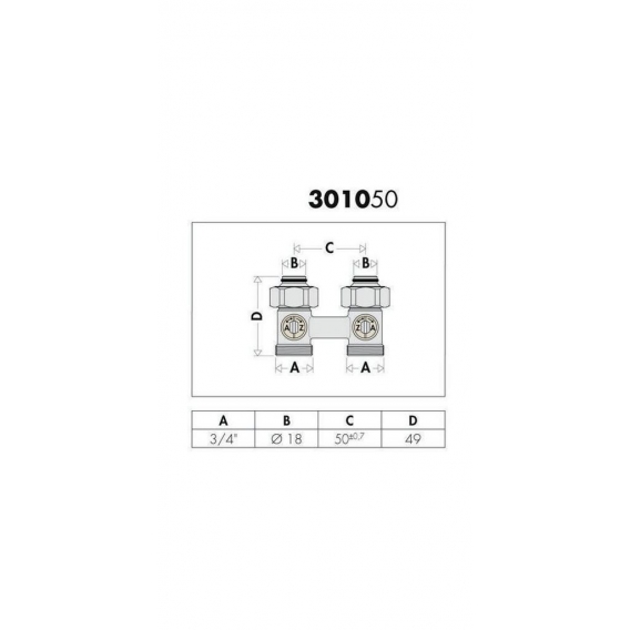 Caleffi Zweirohr Hahnblock 3010 Durchgangsform, 3/4" IG