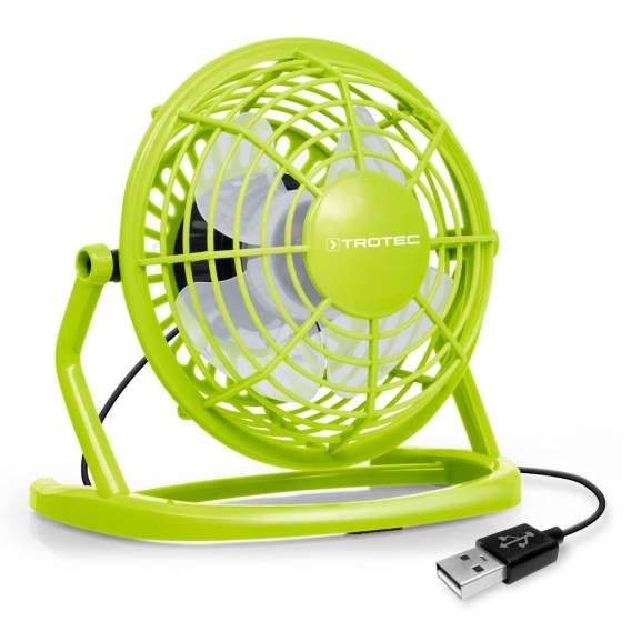 TROTEC TVE 1L Mini USB Ventilator / Fan / Lüfter Lemon Green, geräuscharm mit An/Aus-Schalter, 360° Neigungswinkel, ideal für Sc