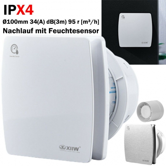 Badlüfter Nachlauffunktion Timer Ø 100mm Ventilator Mit Rückflussleitblech Wandlüfter Luftzufuhr 95r [m³/h] Weiß