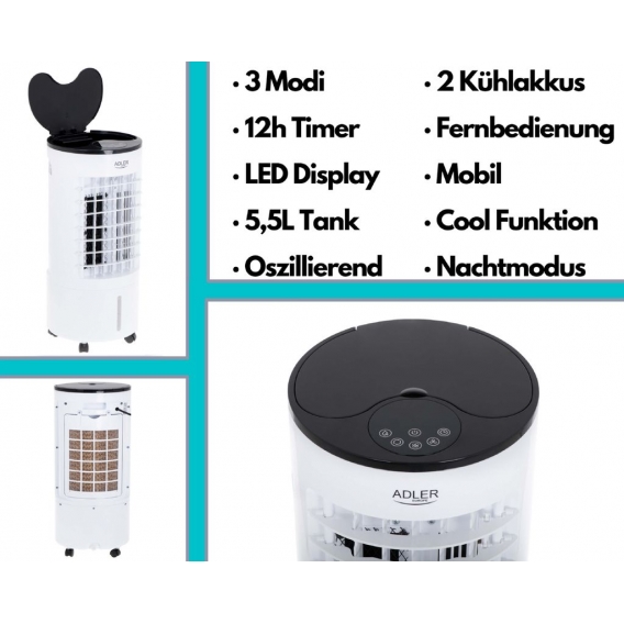 Echos Aircooler 5,5 L Wassertank | 3 Modi mit Fernbedienung