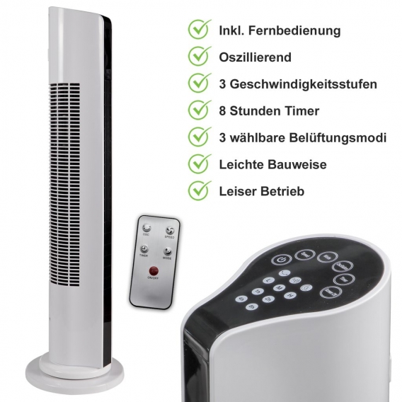 TroniTechnik Turmventilator Standventilator Lüfter TUV04 85,5cm, inkl. Oszillation, Timer