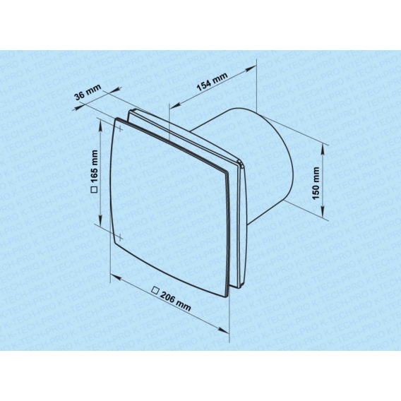 Wandventilator KLD pro : Ø 150 Nachlaufrelais System: Ø 150 Funktion: Nachlaufrelais