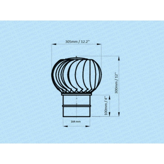 Windgetriebener Edelstahl Dachventilator : Ø 160 System: Ø 160