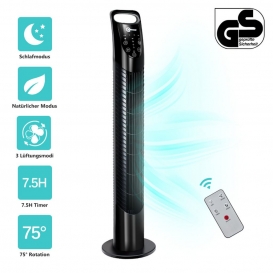 More about Wolketon 78cm Turmventilator tower fan 40Watt silent floor fan with remote control, sleep mode, nature mode. 7.5 H timer functio