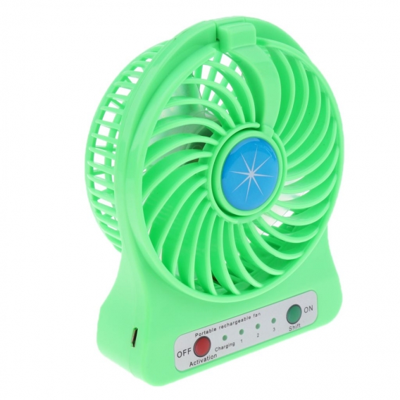 Tragbar Mini USB Ventilator Tischventilator mit LED Nachtleuchte für Schreibtisch Farbe Grün