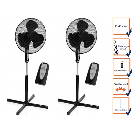 2er SET Ozillierender Standventilator Zimmerventilator mit Fernbedienung & Timer