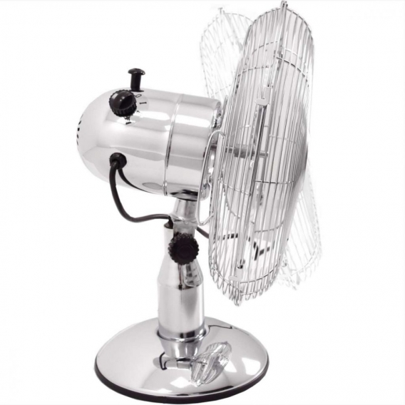 Syntrox Retro Chrom Tischventilator mit Oszillation