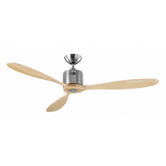 Deckenventilator Aeroplan Eco Chrom / Holz Natur 132 cm