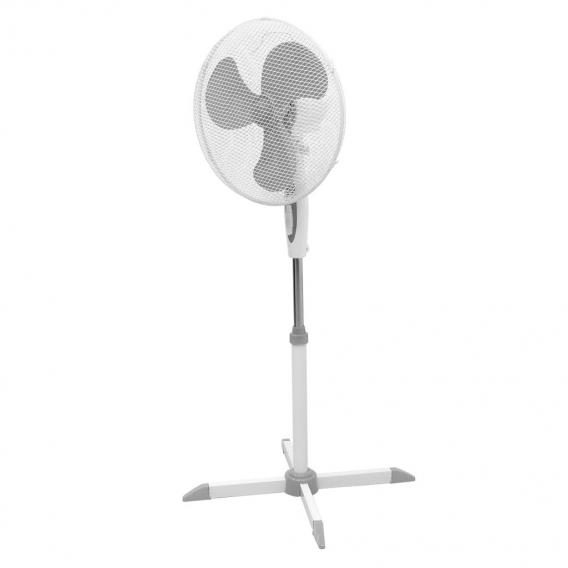 ECD Germany Standventilator 45W Ø40cm Weiß-Grau - leise, 3 Geschwindigkeitsstufen Standfuß höhenverstellbar 102-120cm - 90° Oszi