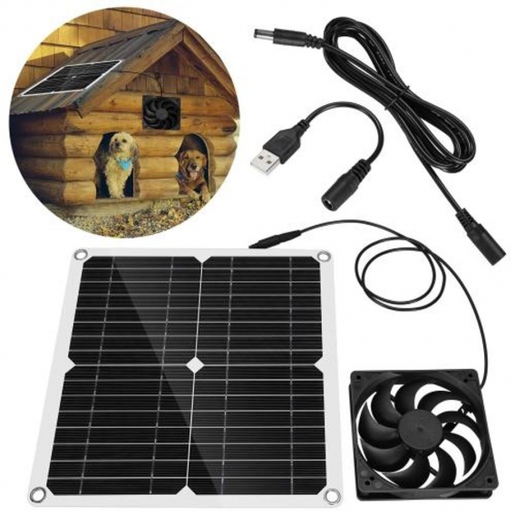 12W Solarpanel Abluftventilator Outdoor Mini Ventilator für Gewächshaus USB Solarpanel