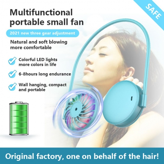 USB Portable Fan Freisprecheinrichtung Halsaufhaengeluefter 3-fach verstellbarer wiederaufladbarer Mini-Nackenventilator