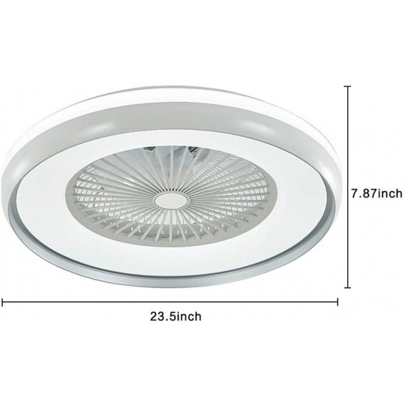 23" Deckenventilator mit Beleuchtung Fernbedienung Fan Moderne LED Deckenleuchte einstellbare Geschwindigkeit 60W