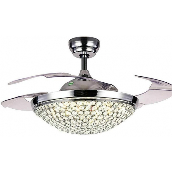 42" Deckenventilator Licht Modern Kristall Fan Deckenleuchte 2 IN 1 LED Decken Ventilator mit Beleuchtung und Fernbedienung