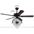 52 Zoll Deckenventilator mit Beleuchtung und Fernbedienung Lüfter Kronleuchter Einrad-Holzlüfter - ohne Lichtquelle E27 * 3