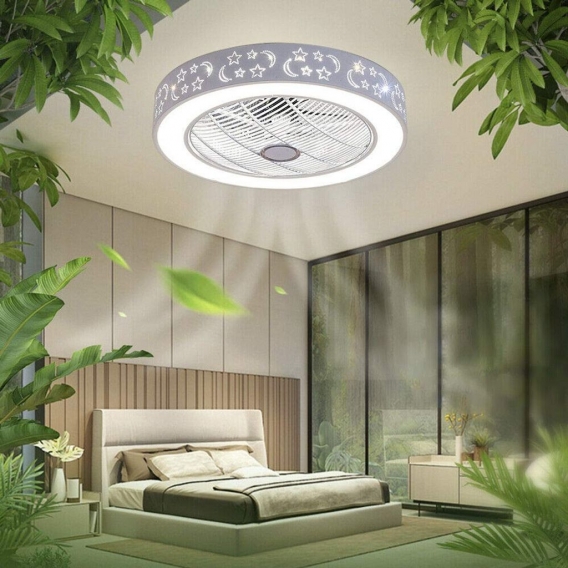 40W LED  Deckenleuchte-Deckenventilator Mit Beleuchtung Fernbedienung Deckenventilator Deckenleuchte Rund Weiß