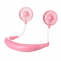 USB Tragbarer Nackenventilator, wiederaufladbare Nackenbügel Sport Fan Lazy Hals hängenden Dual Cooling Fan Rosa