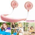 USB Tragbarer Nackenventilator, wiederaufladbare Nackenbügel Sport Fan Lazy Hals hängenden Dual Cooling Fan Rosa