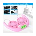 USB Tragbarer Nackenventilator, wiederaufladbare Nackenbügel Sport Fan Lazy Hals hängenden Dual Cooling Fan Rosa