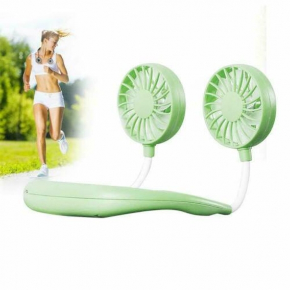 USB Tragbarer Nackenventilator, wiederaufladbare Nackenbügel Sport Fan Lazy Hals hängenden Dual Cooling Fan Blau