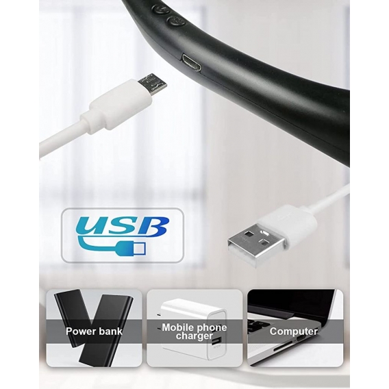 AcserGery USB-Ventilator, Mini-USB-Halsventilator mit 360°-Drehung, tragbarer wiederaufladbarer USB-Halsventilator, kleiner Krag