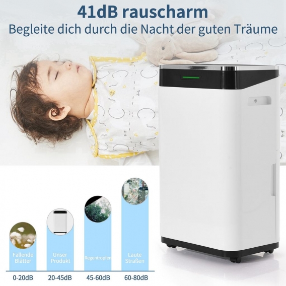 Merax Luftentfeuchter 25L/Tag Luftentfeuchter elektrisch 3 in 1 Funktion für Räume bis 25 m²/100m³, Luftreiniger mit LED-Anzeige