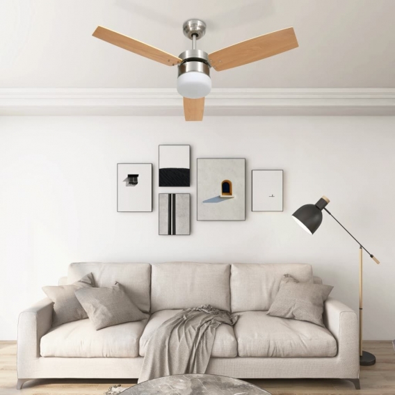 Duolm Deckenventilator mit Lampe und Fernbedienung 108 cm Hellbraun