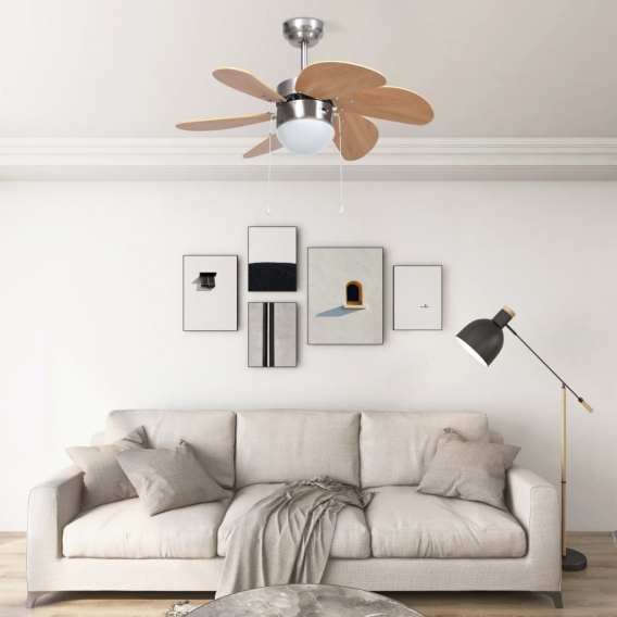 [ BEST SELLER ] Deckenventilator mit Lampe 76 cm Hellbraun TOP-MARKT