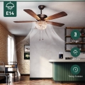 Antik Deckenventilator Zugschalter Kristall Fan Wohnzimmer Vintage Ohne Licht 132cm(52 Inch)