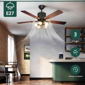 More about Antik Deckenventilator mit Zugschalter Fan Wohnzimmer Vintage Ohne Licht 52" E27