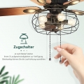 Antik Deckenventilator mit Zugschalter Fan Wohnzimmer Vintage Ohne Licht 52" E27