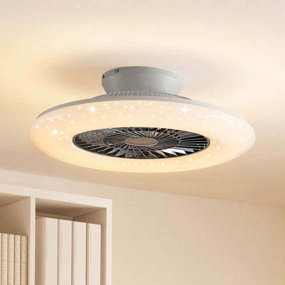 Starluna LED Deckenventilator mit Lampe 'Madino' dimmbar Fernbedienung (Modern) in Weiß aus Metall u.a. für Wohnzimmer & Esszimm