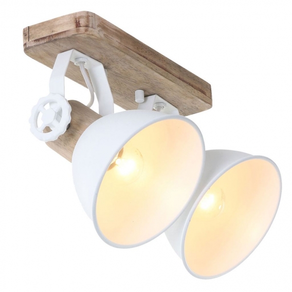 RGB LED Deckenleuchte, Holz, Spot verstellbar, H 17 cm, App- und Sprachsteuerung