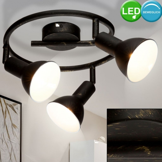 LED Rondell Deckenlampe Spots verstellbar schwarz-gold NAMUS