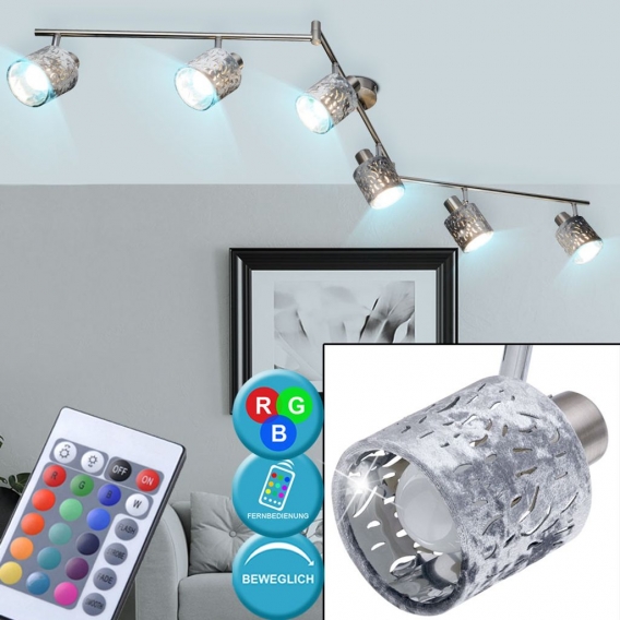 RGB LED Deckenlampe, Nachbildungstanzungen, silber, L 145 cm, ALYS