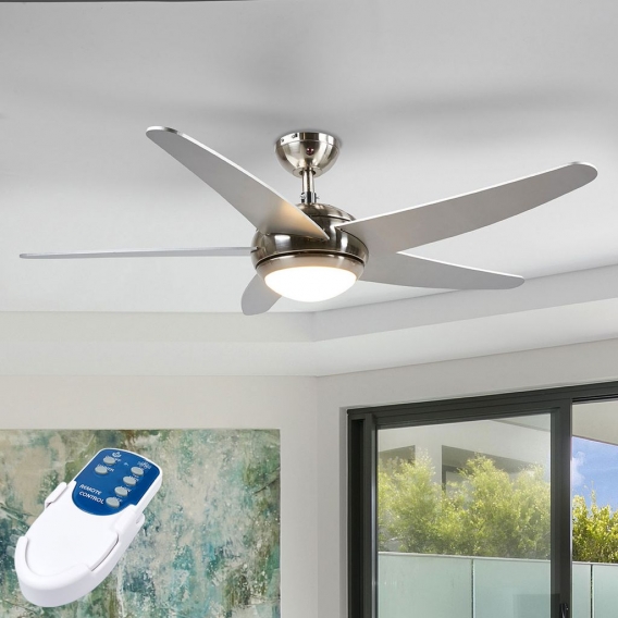 Lindby Deckenventilator mit LED Beleuchtung und Fernbedienung leise, 2-in-1: Ventilator & LED Lampe, 1x 20W, 1.100 Lumen, 3.100 