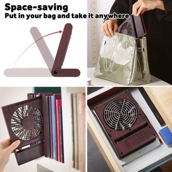 AcserGery Tischventilator, Mini USB Silent Folding Fan Wiederaufladbarer tragbarer Ventilator für Tisch-PC Home Office Bibliothe