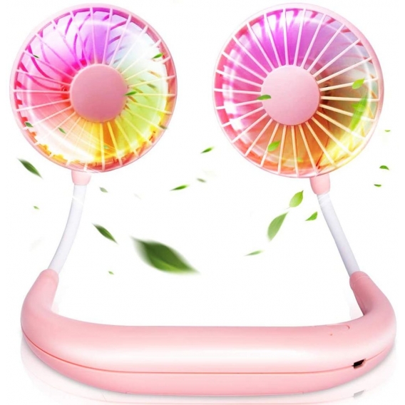 Pyzl Handfreier tragbarer Ventilator Mini-USB-wiederaufladbarer Aromatherapie-Kragenventilator mit Doppelwindkopf 3 Geschwindigk